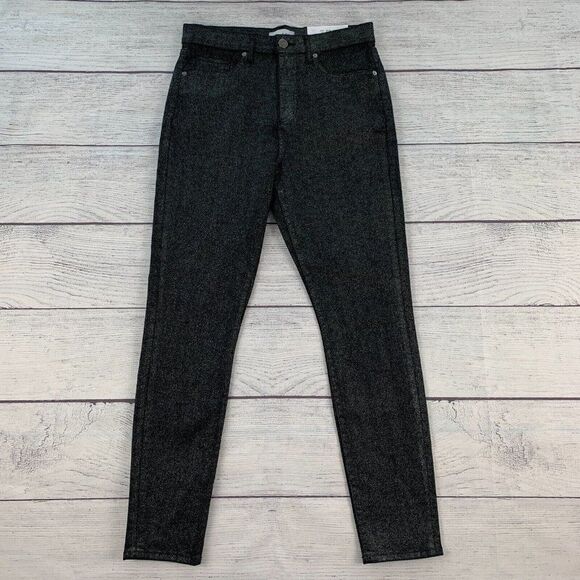 LOFT sz 8 29 Pants Black Sparkle Skinny Slim Pockets High Waist 28" Inseam New - Picture 1 of 11